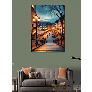 Kanvas Tablo Gece Sokakları Ve Işıklar 50x70 cm