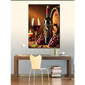 Kanvas Tablo Şarap Şişesi Ve Üzüm 70x100 cm