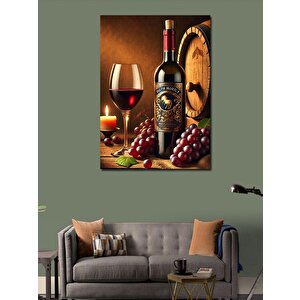 Kanvas Tablo Şarap Şişesi Ve Üzüm 70x100 cm