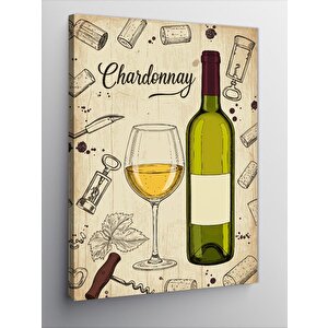 Kanvas Tablo Chardonnay Ve Şarap Afişi 70x100 cm