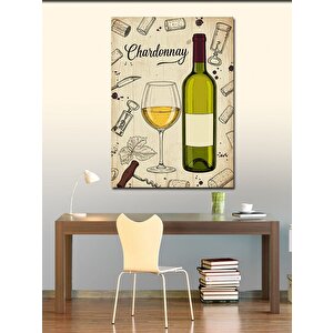 Kanvas Tablo Chardonnay Ve Şarap Afişi 70x100 cm