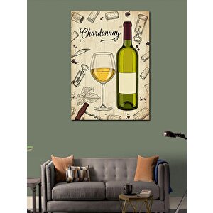 Kanvas Tablo Chardonnay Ve Şarap Afişi 70x100 cm