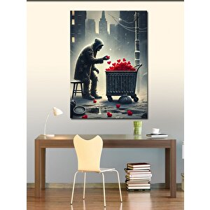Kanvas Tablo Kalpli Çöp Bidonu Ve Şehir Melankolisi 100x140 cm