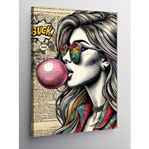 Kanvas Tablo Sakız Çiğneyen Kadın 70x100 cm
