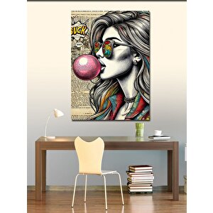 Kanvas Tablo Sakız Çiğneyen Kadın 70x100 cm