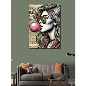 Kanvas Tablo Sakız Çiğneyen Kadın 70x100 cm