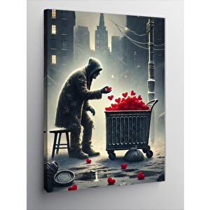 Kanvas Tablo Kalpli Çöp Bidonu Ve Şehir Melankolisi 70x100 cm