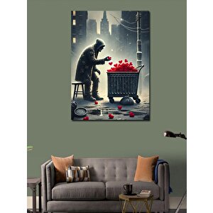 Kanvas Tablo Kalpli Çöp Bidonu Ve Şehir Melankolisi 70x100 cm