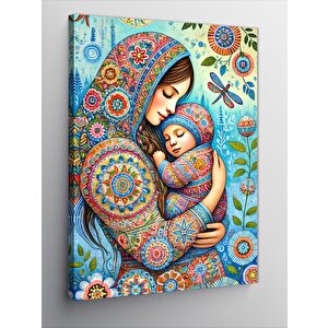 Kanvas Tablo Mandala Motifli Anne Ve Çocuk 50x70 cm