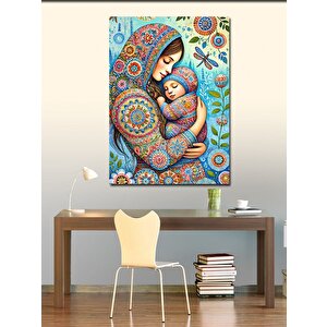 Kanvas Tablo Mandala Motifli Anne Ve Çocuk 50x70 cm