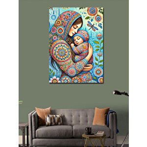 Kanvas Tablo Mandala Motifli Anne Ve Çocuk 50x70 cm
