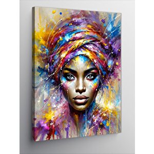 Kanvas Tablo Renkli Soyut Kadın Portresi 50x70 cm