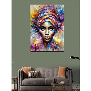 Kanvas Tablo Renkli Soyut Kadın Portresi 50x70 cm