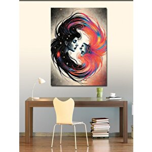 Kanvas Tablo Soyut İkizler Ve Renkli Alevler 100x140 cm