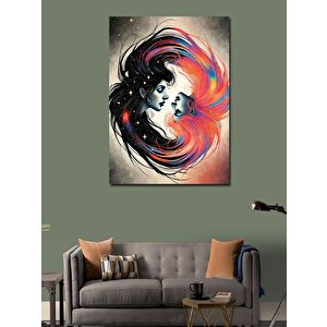 Kanvas Tablo Soyut İkizler Ve Renkli Alevler 100x140 cm