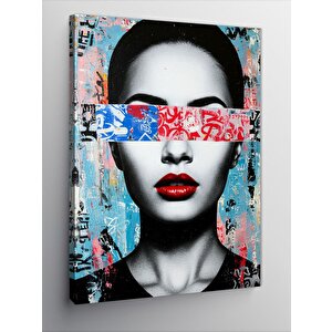 Kanvas Tablo Soyut Yüz Ve Kırmızı Bantlı Sanat 70x100 cm