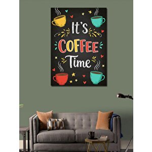 Kanvas Tablo It’s Coffee Time Ve Renkli Fincanlar 70x100 cm