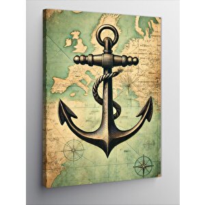 Kanvas Tablo Çapa Ve Deniz Haritası 70x100 cm