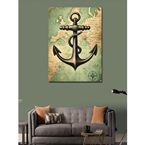 Kanvas Tablo Çapa Ve Deniz Haritası 70x100 cm