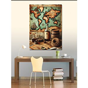 Kanvas Tablo Haritalı Dünya Teması 50x70 cm