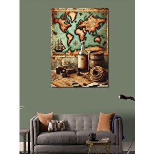 Kanvas Tablo Haritalı Dünya Teması 50x70 cm