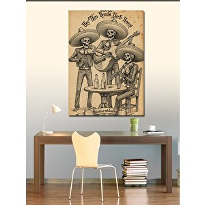 Kanvas Tablo İskeletler Ve Meksika Fiesta Teması 100x140 cm