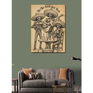 Kanvas Tablo İskeletler Ve Meksika Fiesta Teması 100x140 cm