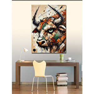 Kanvas Tablo Boğa Ve Soyut Fırça Darbeleri 50x70 cm