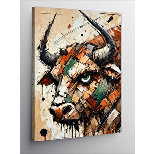 Kanvas Tablo Boğa Ve Soyut Fırça Darbeleri 100x140 cm