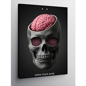 Kanvas Tablo Açık Beyinli Kafatası Ve Open Your Mind 50x70 cm