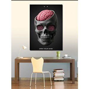 Kanvas Tablo Açık Beyinli Kafatası Ve Open Your Mind 50x70 cm