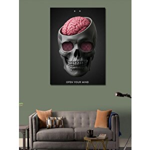 Kanvas Tablo Açık Beyinli Kafatası Ve Open Your Mind 50x70 cm