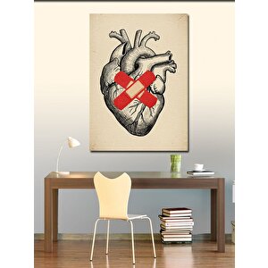 Kanvas Tablo Yamalı Kalp Çizimi 100x140 cm