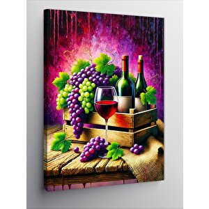 Kanvas Tablo Şarap Ve Üzüm Kompozisyonu 50x70 cm
