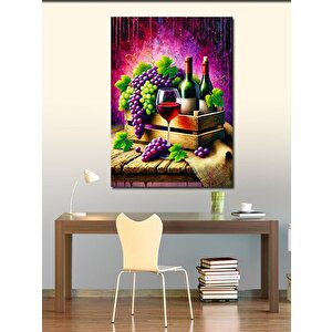 Kanvas Tablo Şarap Ve Üzüm Kompozisyonu 70x100 cm