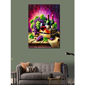 Kanvas Tablo Şarap Ve Üzüm Kompozisyonu 70x100 cm