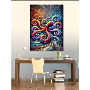 Kanvas Tablo Renkli Ahtapot Spiral Soyutlama 50x70 cm