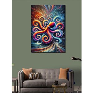 Kanvas Tablo Renkli Ahtapot Spiral Soyutlama 50x70 cm