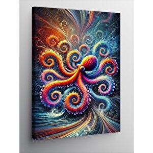 Kanvas Tablo Renkli Ahtapot Spiral Soyutlama 100x140 cm