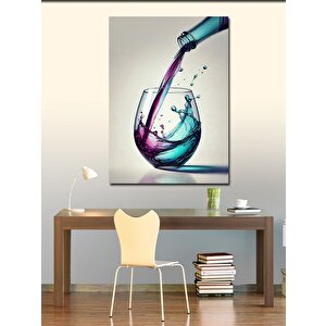 Kanvas Tablo Kadehe Dökülen Şarap Figürü 70x100 cm