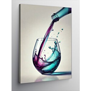 Kanvas Tablo Kadehe Dökülen Şarap Figürü 100x140 cm