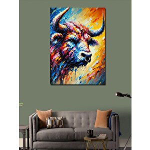 Kanvas Tablo Renkli Boğa Ve Soyut Enerji 100x140 cm
