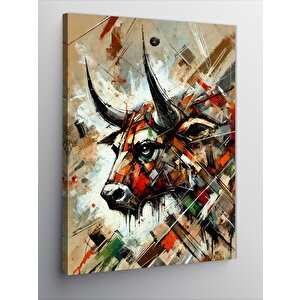 Kanvas Tablo Soyut Boğa Enerji Ve Renkler 70x100 cm