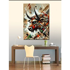 Kanvas Tablo Soyut Boğa Enerji Ve Renkler 70x100 cm