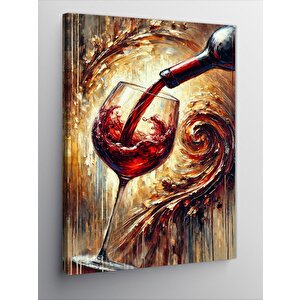 Kanvas Tablo Dökülen Şarap Ve Sanatsal Çizgi 70x100 cm
