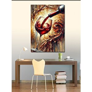 Kanvas Tablo Dökülen Şarap Ve Sanatsal Çizgi 70x100 cm