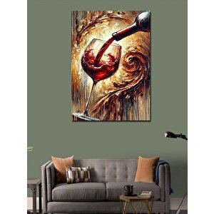 Kanvas Tablo Dökülen Şarap Ve Sanatsal Çizgi 70x100 cm