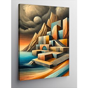 Kanvas Tablo Soyut Mimari Ve Deniz Manzarası 50x70 cm