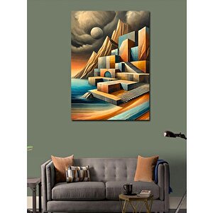 Kanvas Tablo Soyut Mimari Ve Deniz Manzarası 50x70 cm