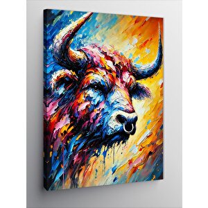 Kanvas Tablo Renkli Boğa Ve Soyut Enerji 50x70 cm